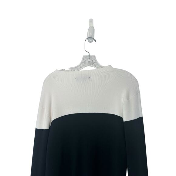 Eloquii Sweater Plus Black White Mock Neck Cable Knit Long Sleeve Size 22/24 - Picture 8 of 12